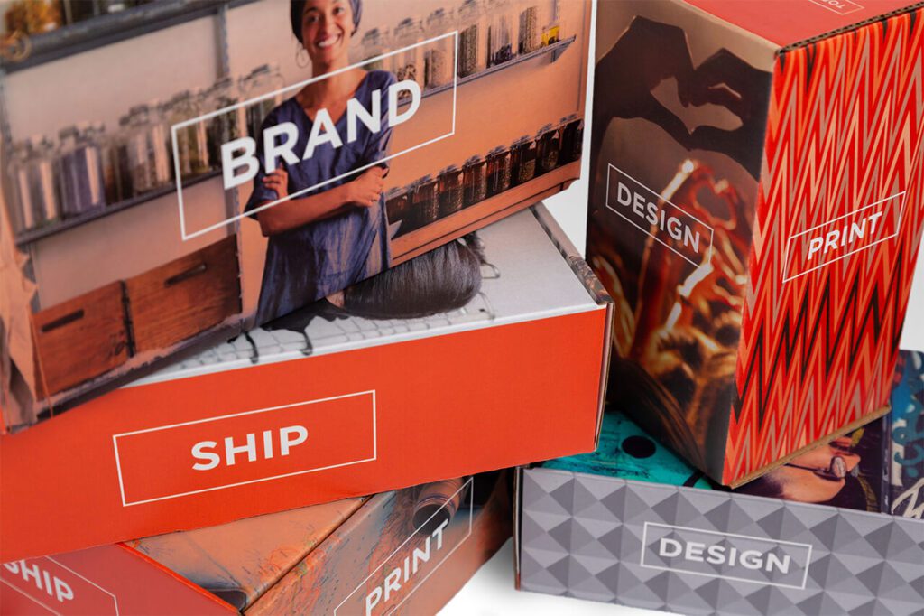 Different size boxes with custom branded packaging